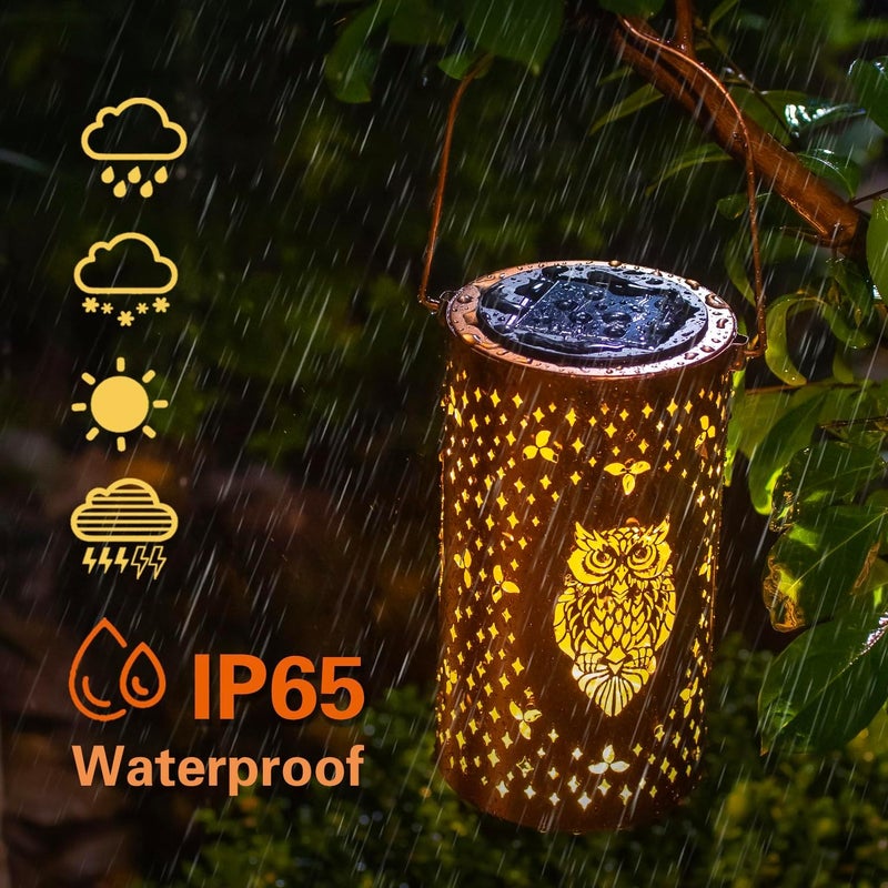 EZTZEN Owl Solar Lanterns Outdoor Waterproof Hanging Solar Lights Owl Gifts for Women Men Metal Decorative LED Owl Lanterns for Garden Decor,Yard,Patio,Lawn,Tabletop,Pathway,Landscape - Image 5